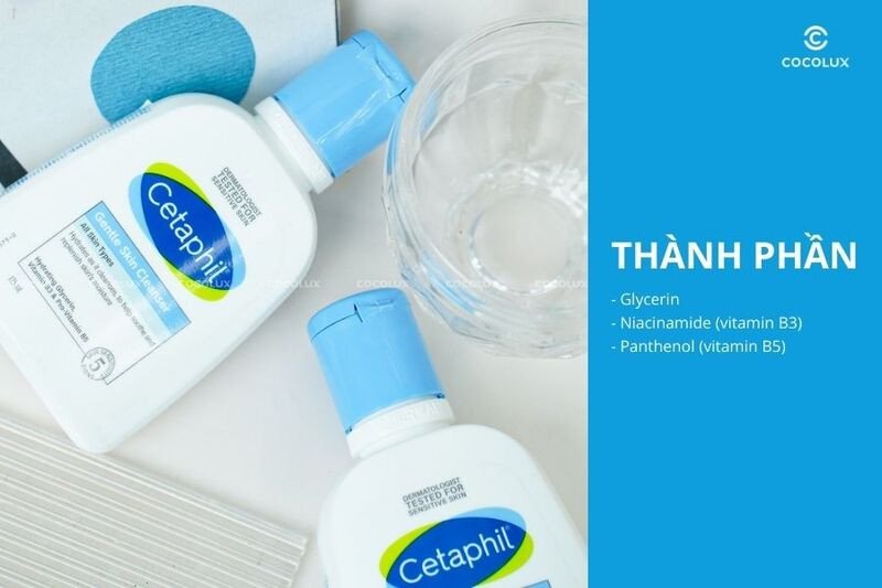 bảng thành phần chính của sữa rửa mặt Cetaphil Gentle Skin Cleanser