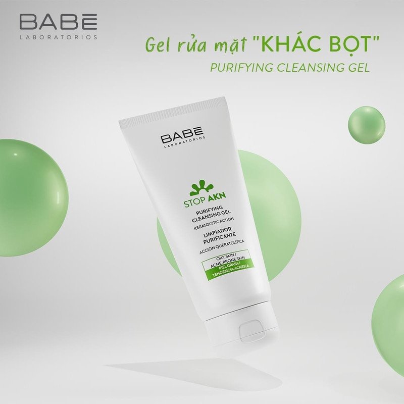 Bao bì Sữa rửa mặt BABÉ STOP AKN Purifying Cleansing Gel
