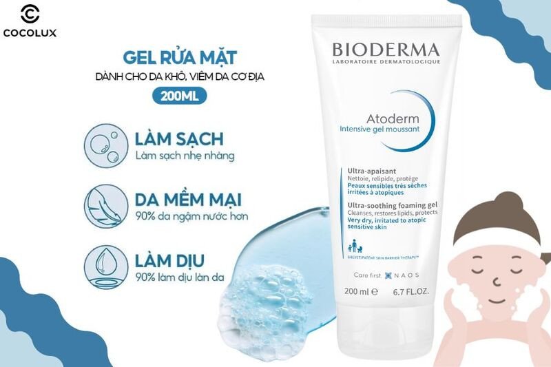 Bao bì sữa rửa mặt Bioderma Atoderm Intensive Gel Moussant