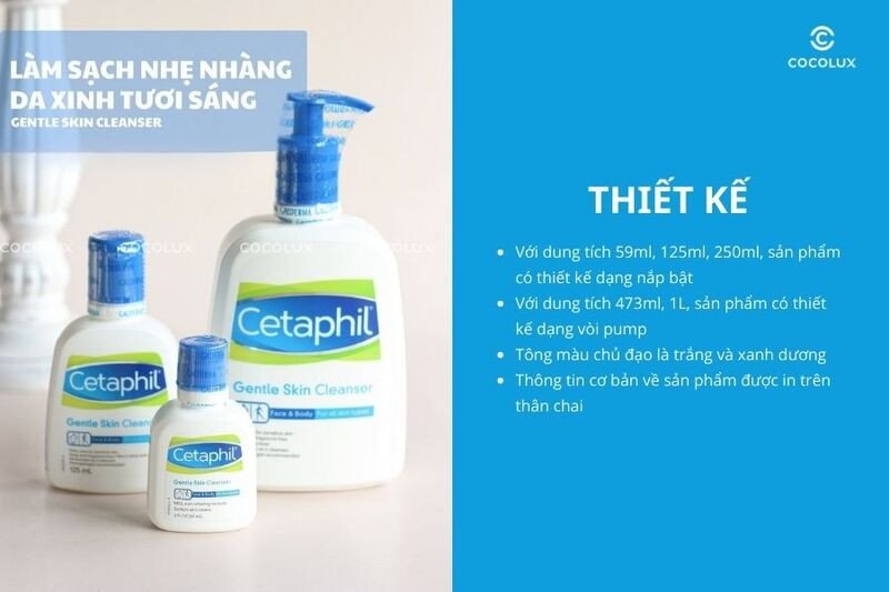 bao bì sữa rửa mặt Cetaphil Gentle Skin Cleanser dạng chai và vòi pump