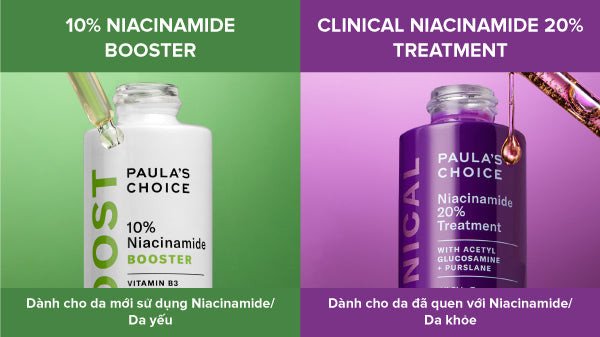 Bộ đôi sản phẩm tinh chất Niacinamide 10% và 20% chuyên sâu giúp thu nhỏ lỗ chân lông và kiểm soát dầu