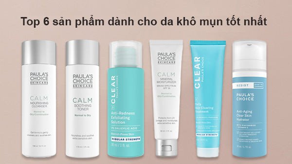 Bộ sản phẩm chăm sóc da khô mụn chuyên sâu, giúp cấp ẩm và điều trị hiệu quả