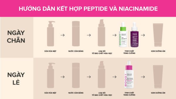 Các bước chăm sóc da khi kết hợp Peptide và Niacinamide cách ngày