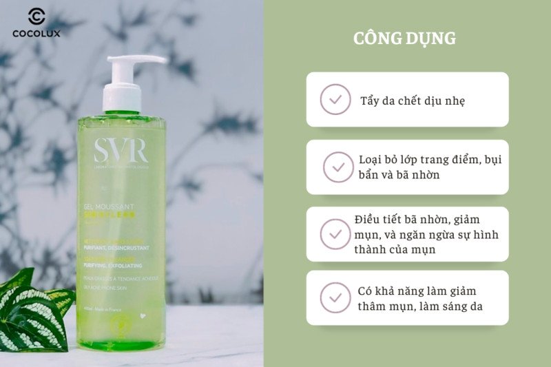 Các công dụng chính của Gel Rửa Mặt SVR Sebiaclear Gel Moussant cho da dầu