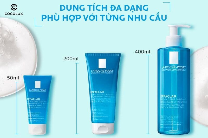 Các kích cỡ sữa rửa mặt La Roche-Posay Effaclar Purifying Foaming cho da dầu
