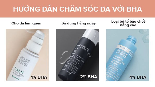 Các sản phẩm BHA với nồng độ khác nhau phục vụ nhu cầu chăm sóc da chuyên sâu