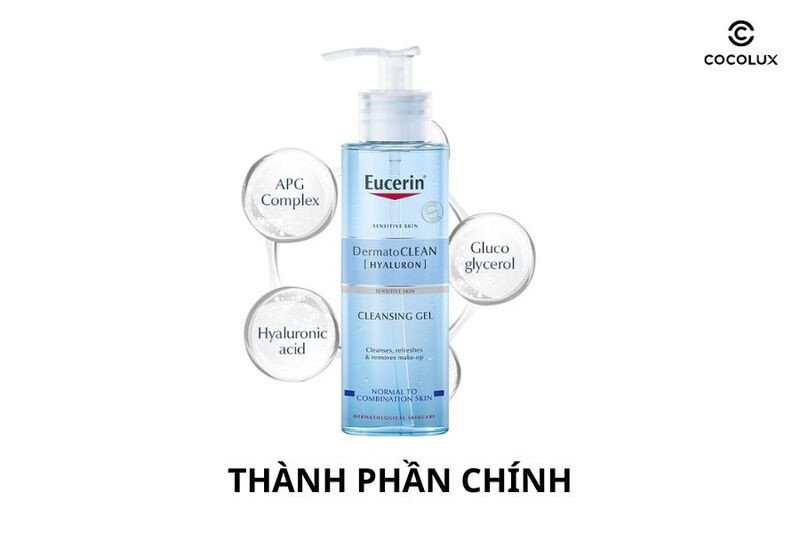 Các thành phần chính trong Gel Rửa Mặt Eucerin DermatoCLEAN Hyaluron Cleansing Gel