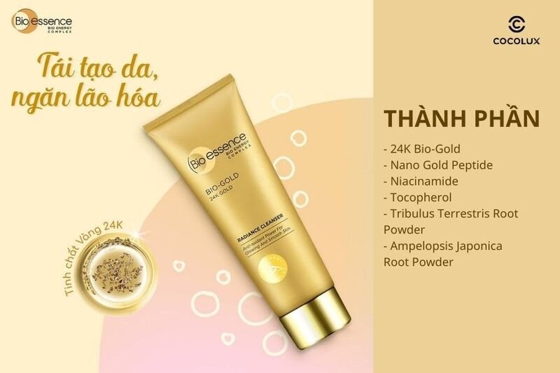 Các thành phần chính trong sữa rửa mặt Bio-essence Bio-Gold 24K