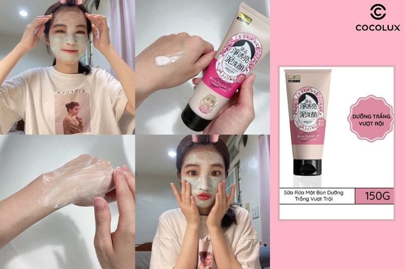 Chai sữa rửa mặt Sexylook Dưỡng Sáng Vượt Trội màu hồng, với thiết kế hiện đại