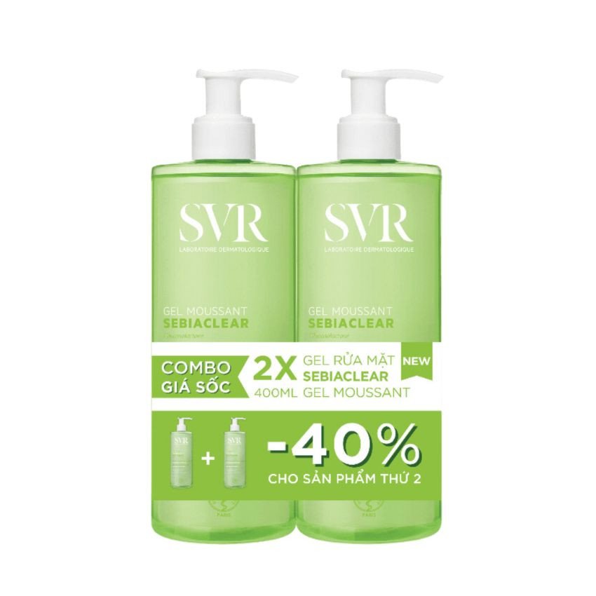 Combo Gel rửa mặt SVR Sebiaclear 400ml tiết kiệm cho làn da khỏe mạnh