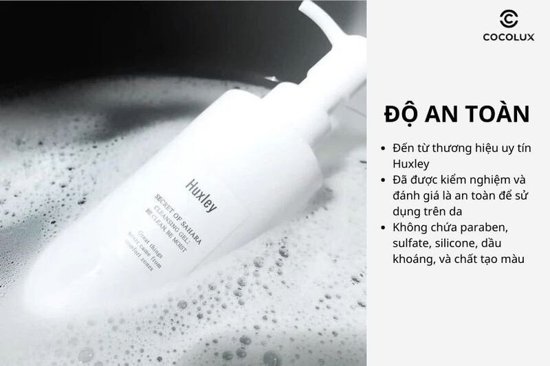 Độ an toàn cao của sữa rửa mặt Huxley dạng gel