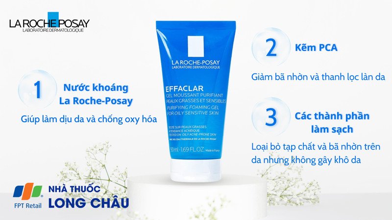 Gel rửa mặt dịu nhẹ cho da dầu mụn La Roche-Posay Effaclar