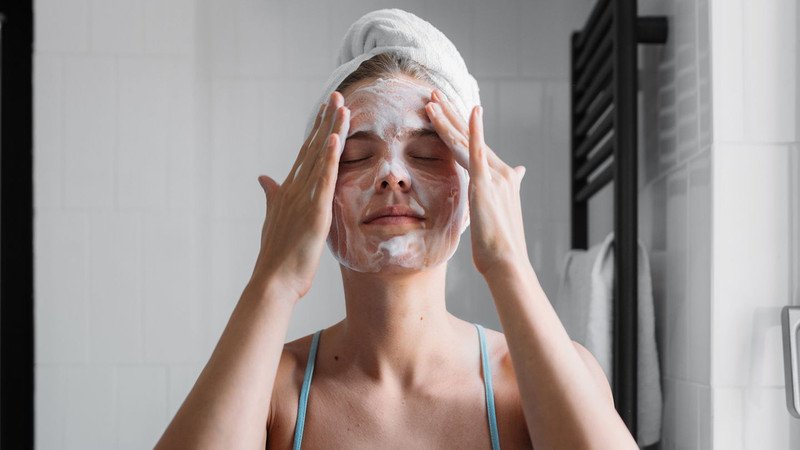 Hành động chà xát mạnh khi rửa mặt gây tổn thương và khô da
