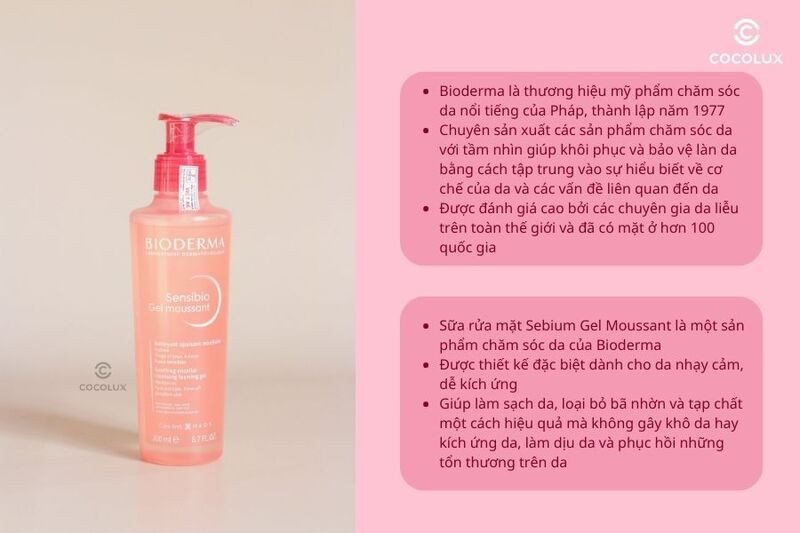 Hình ảnh tổng quan thương hiệu Bioderma và gel rửa mặt Sensibio