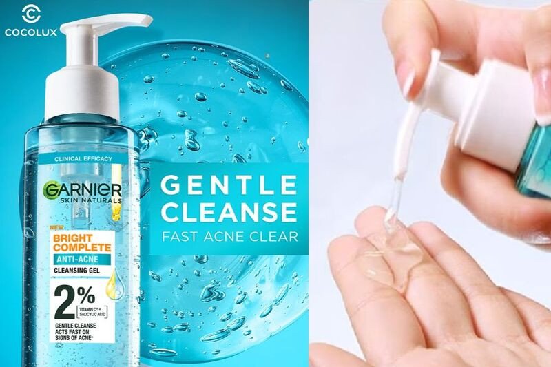 Kết cấu gel trong suốt của Gel Rửa Mặt Garnier Bright Complete Anti-Acne