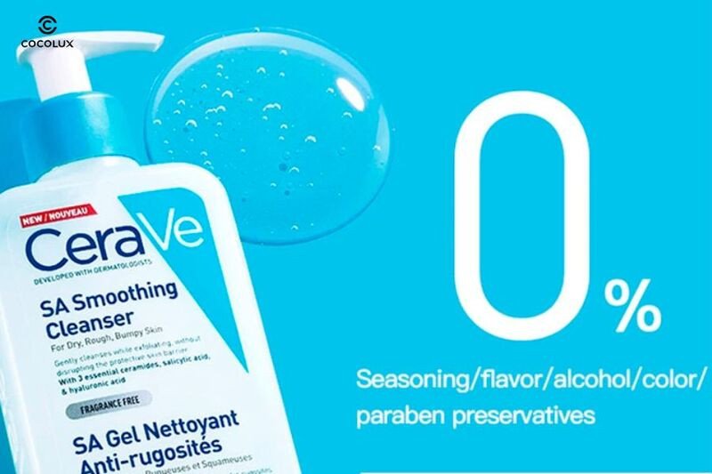 Kết cấu gel trong suốt không hương liệu của sữa rửa mặt Cerave SA Smoothing Cleanser