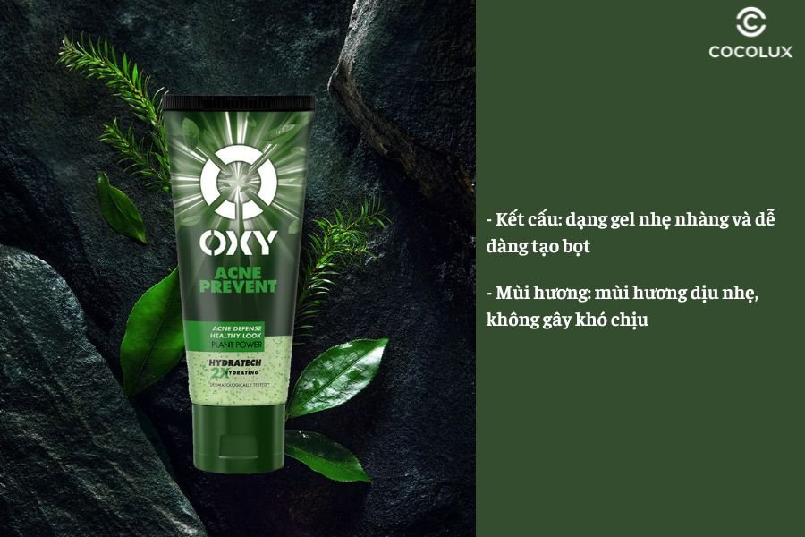 Kết cấu và mùi hương của gel rửa mặt OXY 3X