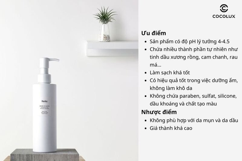 Làn da thông thoáng và mịn màng sau khi dùng sữa rửa mặt Huxley dạng gel