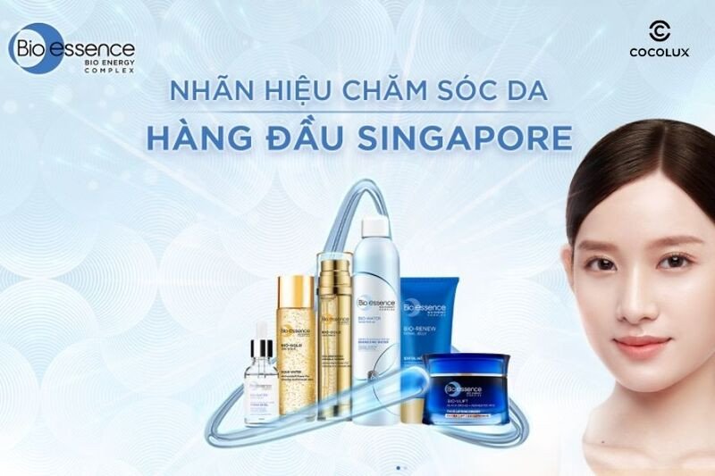 Logo và sản phẩm Bio-essence, thương hiệu chăm sóc da uy tín
