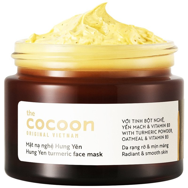 Mặt nạ nghệ Hưng Yên Cocoon cải thiện bề mặt, giúp da trở nên mịn màng