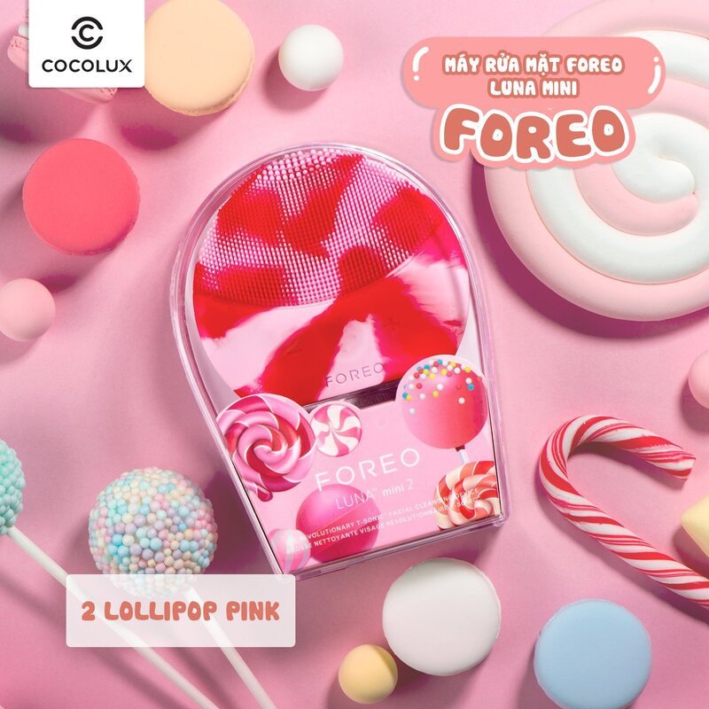 Máy rửa mặt Foreo Luna Mini 2 Lollipop Pink nhỏ gọn, kháng khuẩn hiệu quả