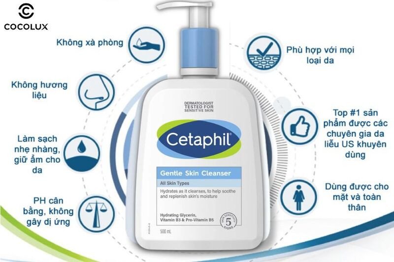 Người dùng đang rửa mặt với sữa rửa mặt Cetaphil Gentle Skin Cleanser, biểu thị sự dịu nhẹ và không gây kích ứng