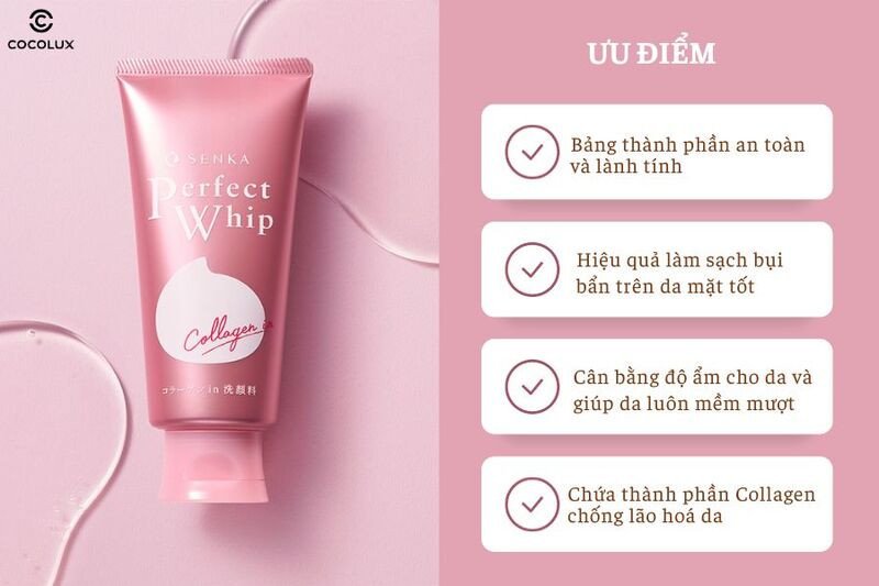 Những ưu điểm nổi bật của Sữa Rửa Mặt Senka Perfect Whip Collagen 120g cho làn da