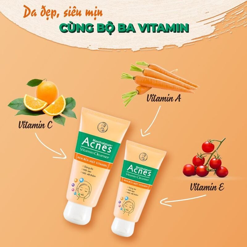 Sản phẩm kem rửa mặt chứa vitamin thiết yếu cho da khỏe mạnh