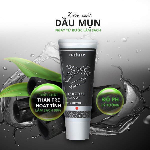 Sản phẩm Naris Nature Charcoal Facial Wash làm sạch sâu da mặt