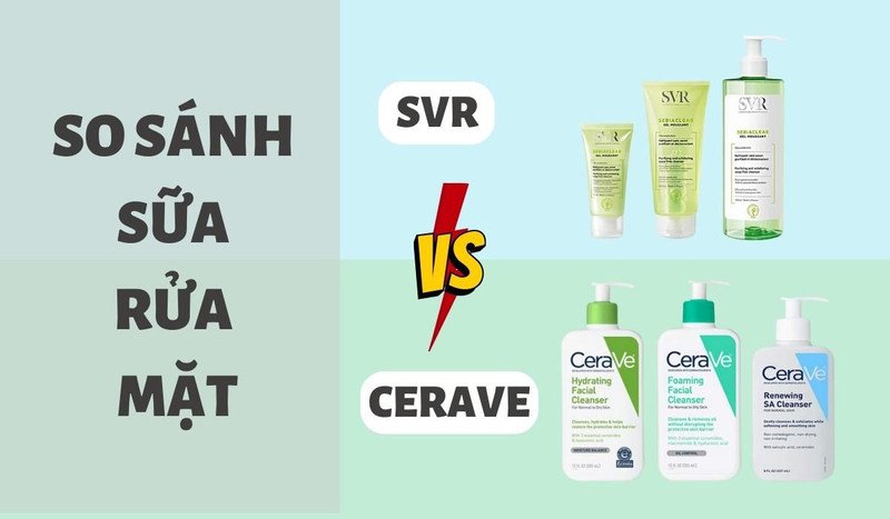 So sánh kết cấu sữa rửa mặt SVR dạng gel và Cerave không mùi