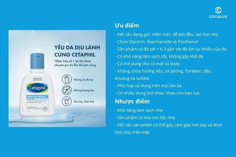 so sánh ưu và nhược điểm của sữa rửa mặt Cetaphil