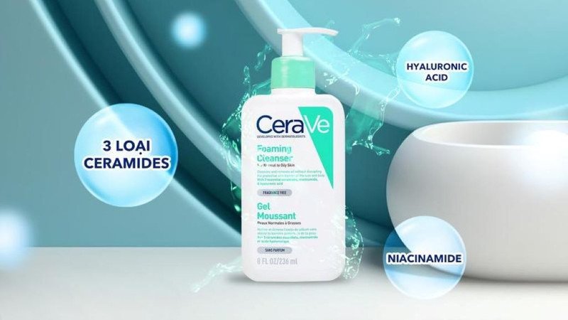 Sữa rửa mặt Cerave Foaming Cleanser giúp làm sạch sâu và kiểm soát dầu thừa hiệu quả