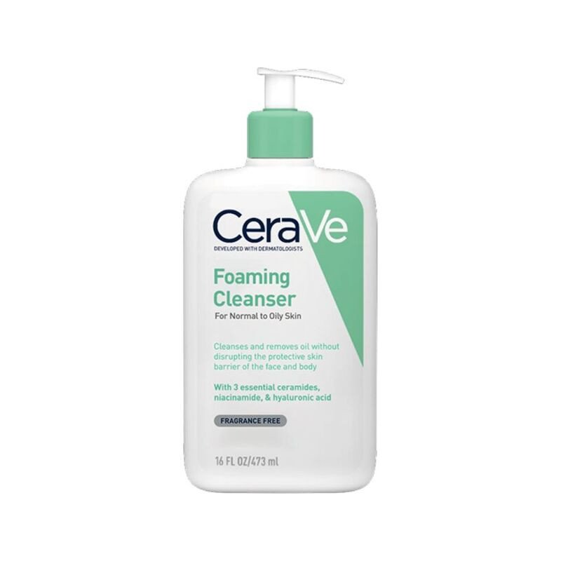 Sữa rửa mặt CeraVe Foaming Cleanser giúp làm sạch và bảo vệ da mụn.