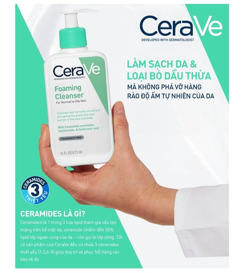 Sữa rửa mặt Cerave Hydrating Cleanser màu xanh lá cây cho da khô