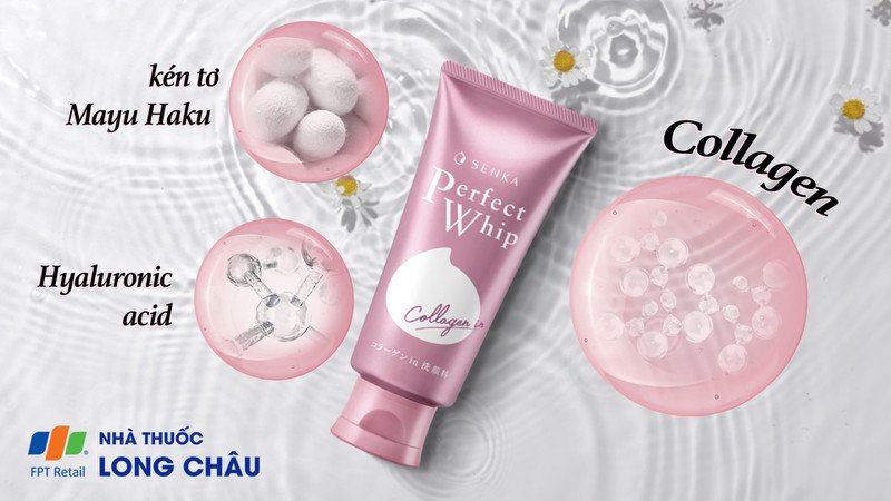 Sữa rửa mặt Collagen Senka Perfect Whip giúp da sạch sâu và tăng cường độ đàn hồi