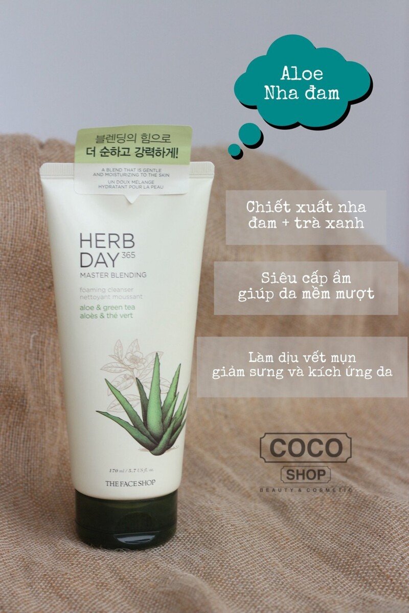 Sữa rửa mặt Herb Day 365 chiết xuất nha đam dưỡng ẩm sâu