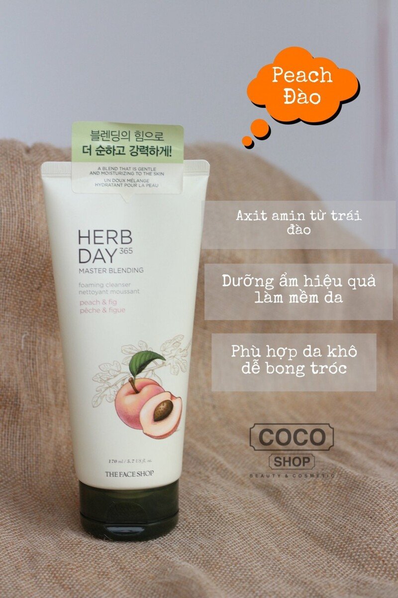 Sữa rửa mặt Herb Day 365 đào làm mịn da khô