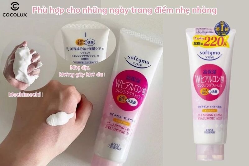 Sữa rửa mặt Kose Softymo Hyaluronic Acid 220g