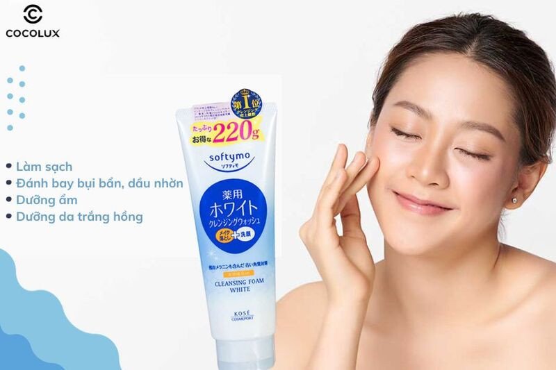 Sữa rửa mặt Kose Softymo White 220g
