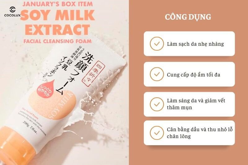 Sữa Rửa Mặt Kumano Từ Đậu Nành Cấp Ẩm &amp; Sáng Da 200g có nhiều công dụng nổi bật
