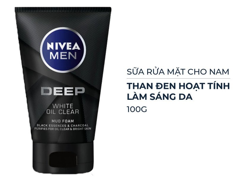 Sữa rửa mặt Nivea Men Deep Whitening Oil Clear giúp làm sạch dầu nhờn