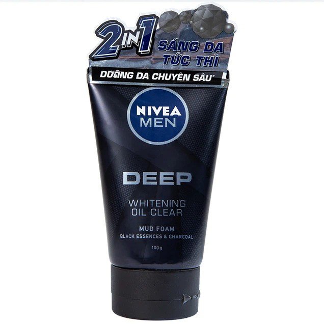 Sữa rửa mặt Nivea Men Deep Whitening Oil Clear với than hoạt tính
