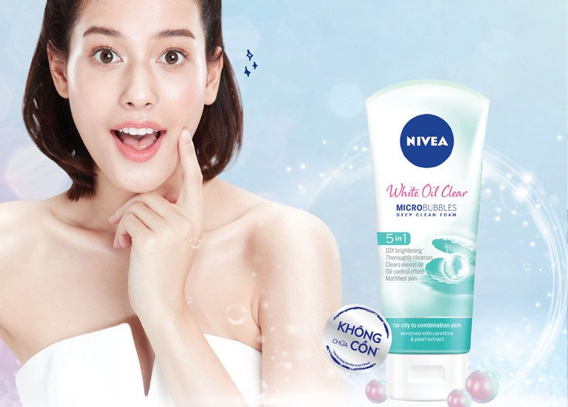 Sữa rửa mặt Nivea White Oil Clear Micro Bubbles Deep Clean Foam dưỡng trắng da