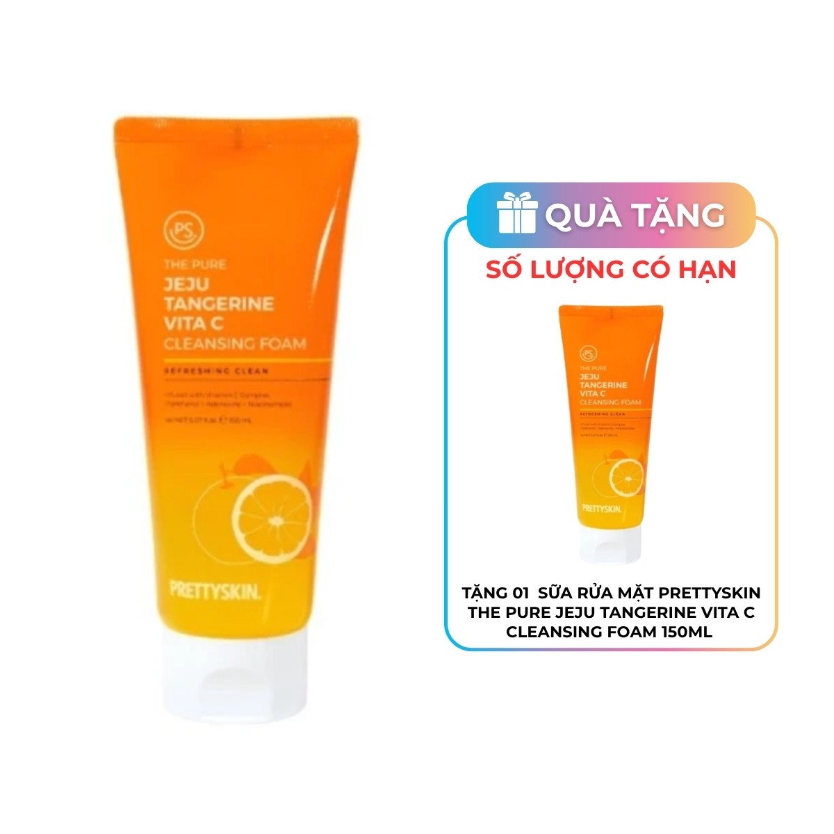 Sữa rửa mặt Prettyskin Vita C chiết xuất quýt Jeju dưỡng sáng da nam