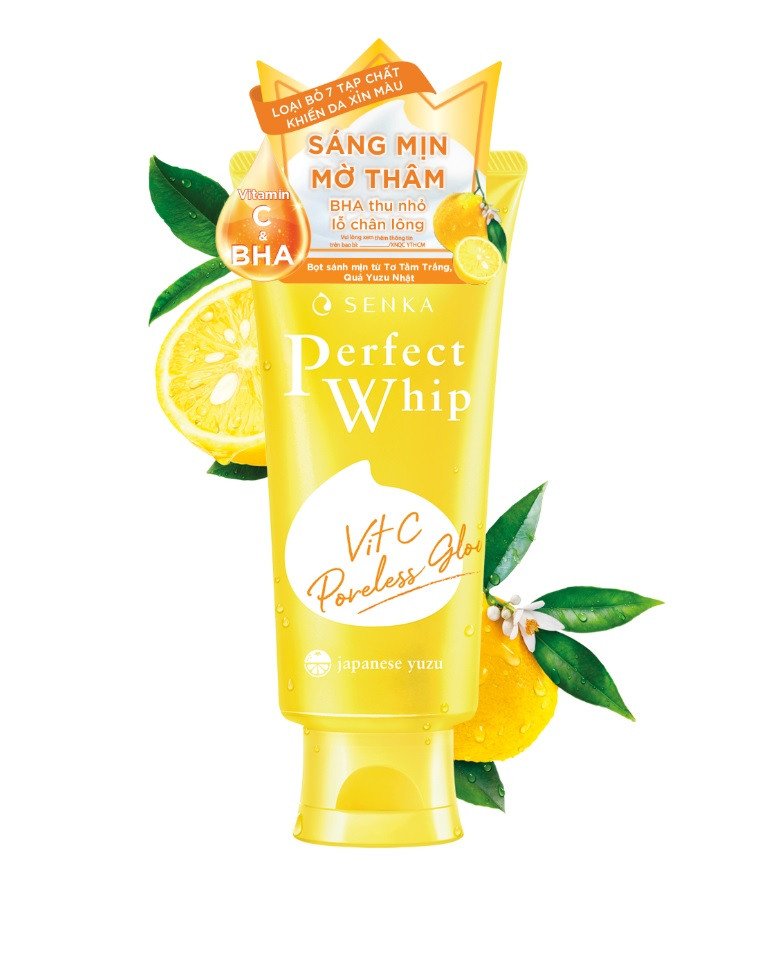 Sữa rửa mặt Senka Perfect Whip Vitamin C dưỡng sáng da và se khít lỗ chân lông cho nam giới