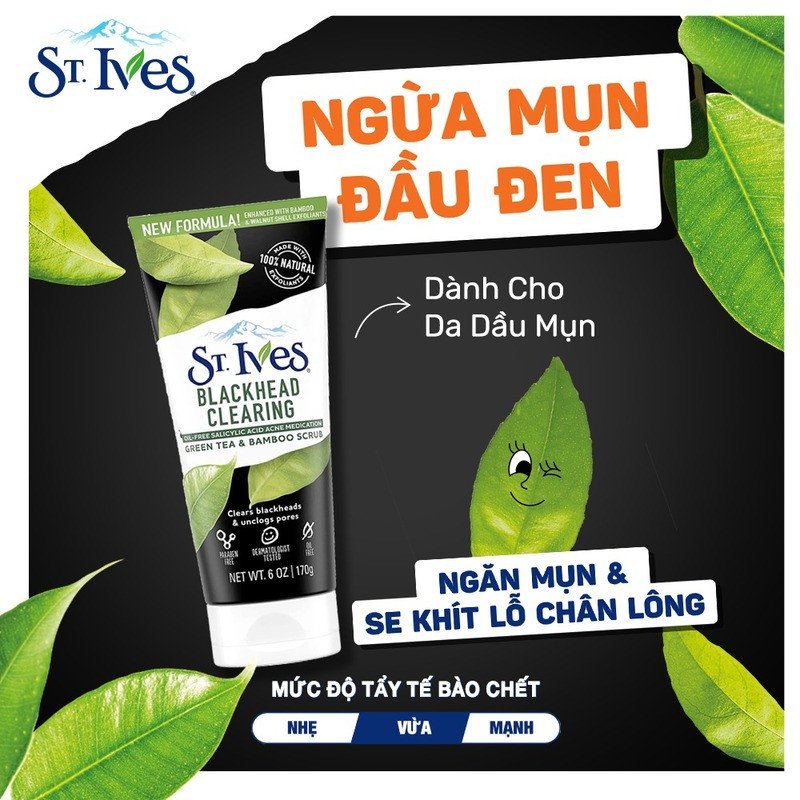 Sữa rửa mặt St.Ives Trà Xanh kiểm soát mụn đầu đen