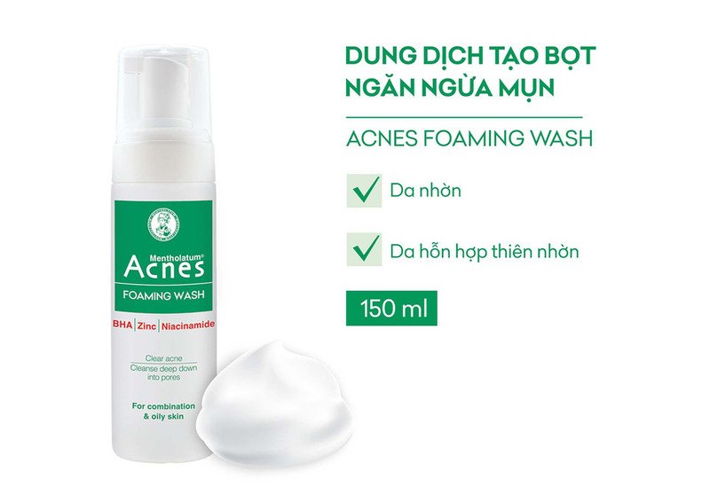 Sữa rửa mặt tạo bọt Acnes với kết cấu mịn màng cho làn da