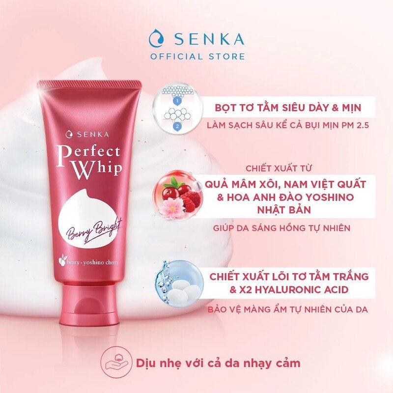 Sữa rửa mặt tạo bọt giúp da sáng hồng tự nhiên