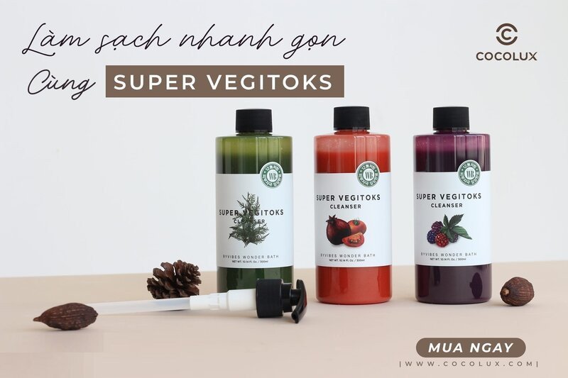 Sữa rửa mặt tẩy trang rau củ Super Vegitoks dưỡng da từ thiên nhiên