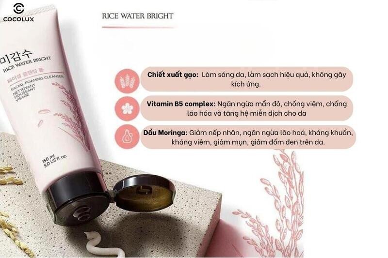 Thành phần chiết xuất từ gạo trong sữa rửa mặt The Face Shop